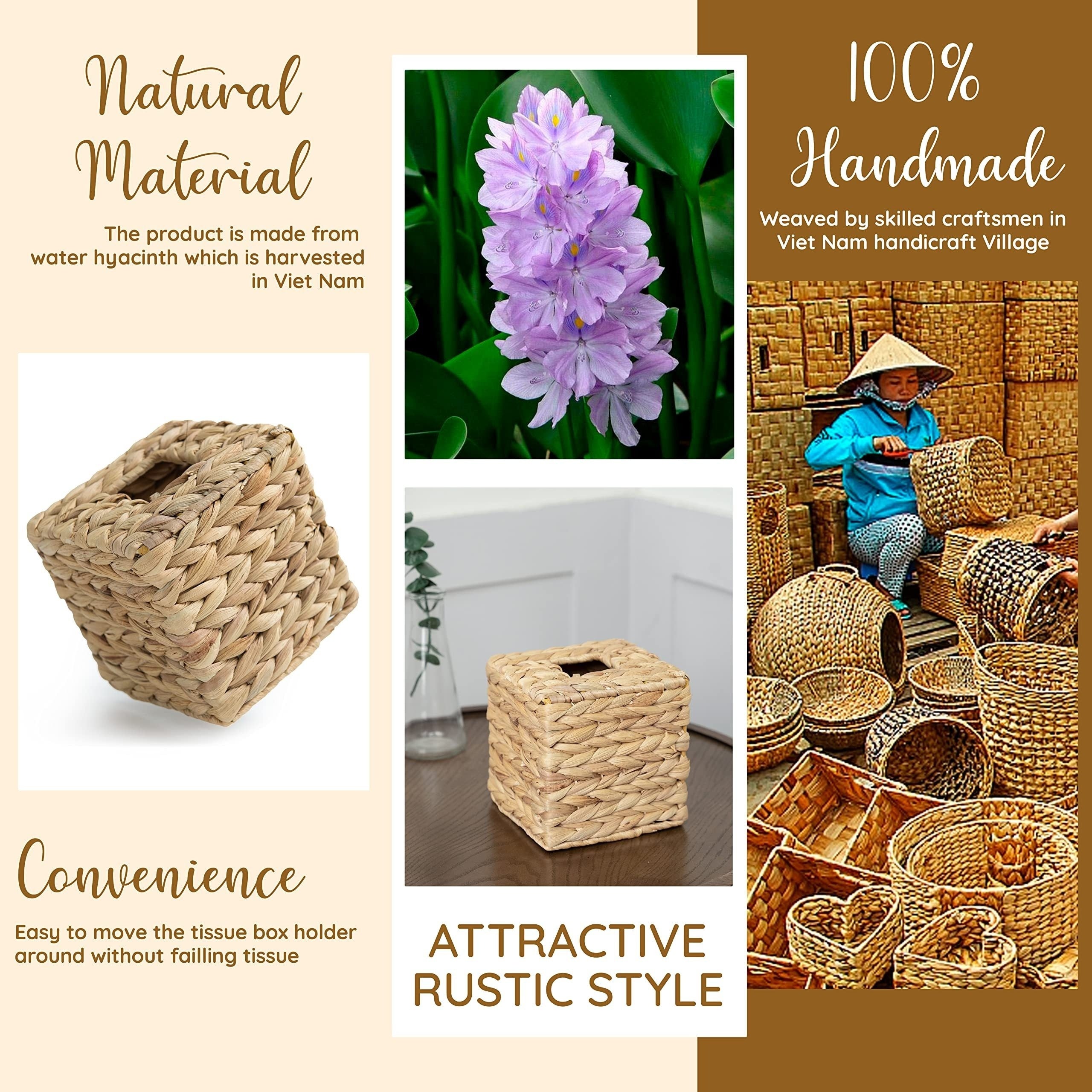 Woven Wicker Tissue Box Cover (Square)