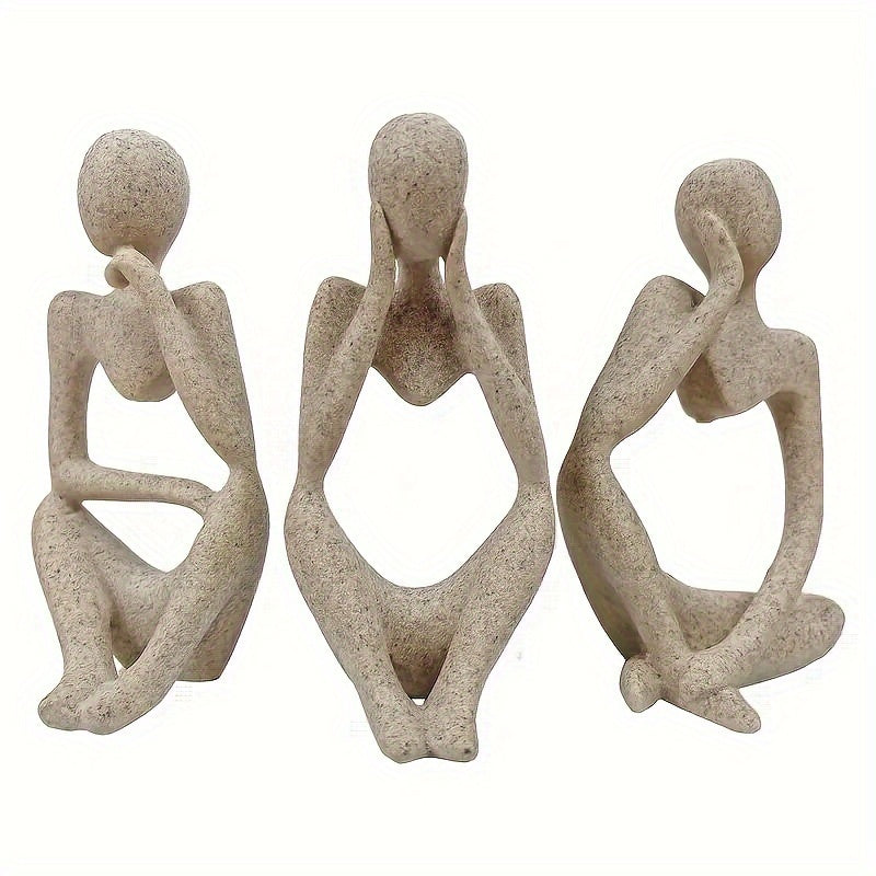 3-Piece Modern Abstract Thinker Statue Set