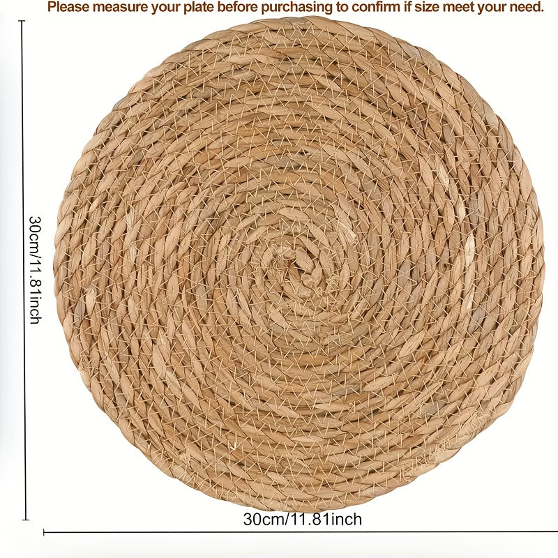 10-Pack Hand-Woven Water Hyacinth Placemats (13" Round)