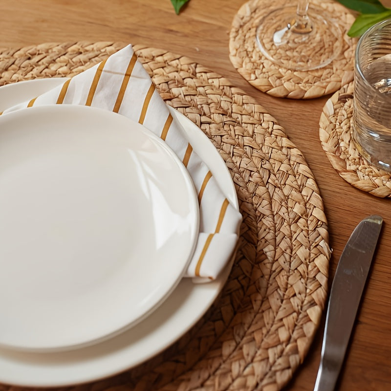 10-Pack Hand-Woven Water Hyacinth Placemats (13" Round)