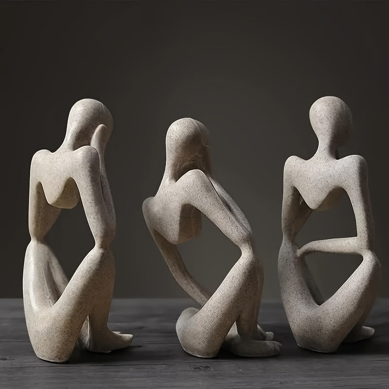 3-Piece Modern Abstract Thinker Statue Set