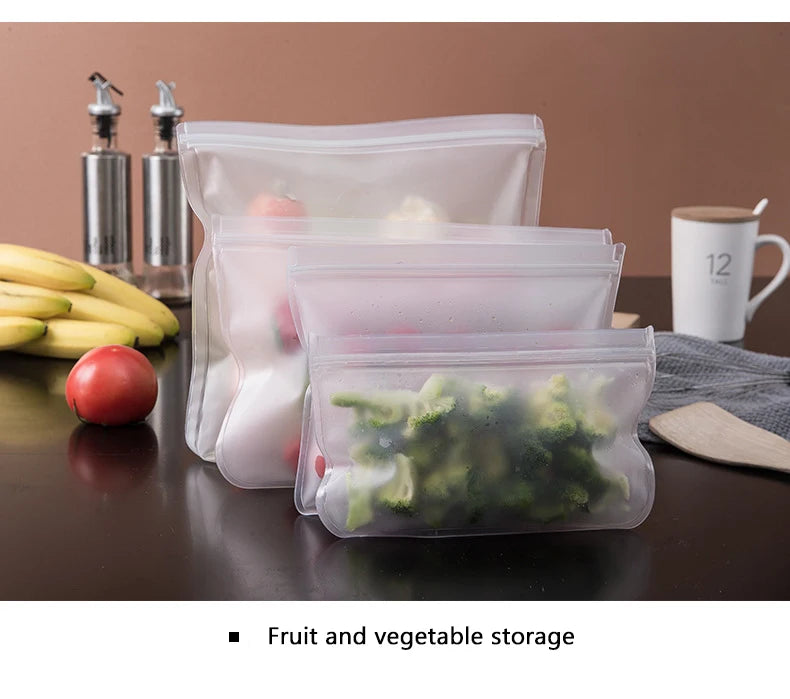 FlexiSeal Silicone Food Storage Bags — Reusable Stand-Up Zip Shut Containers