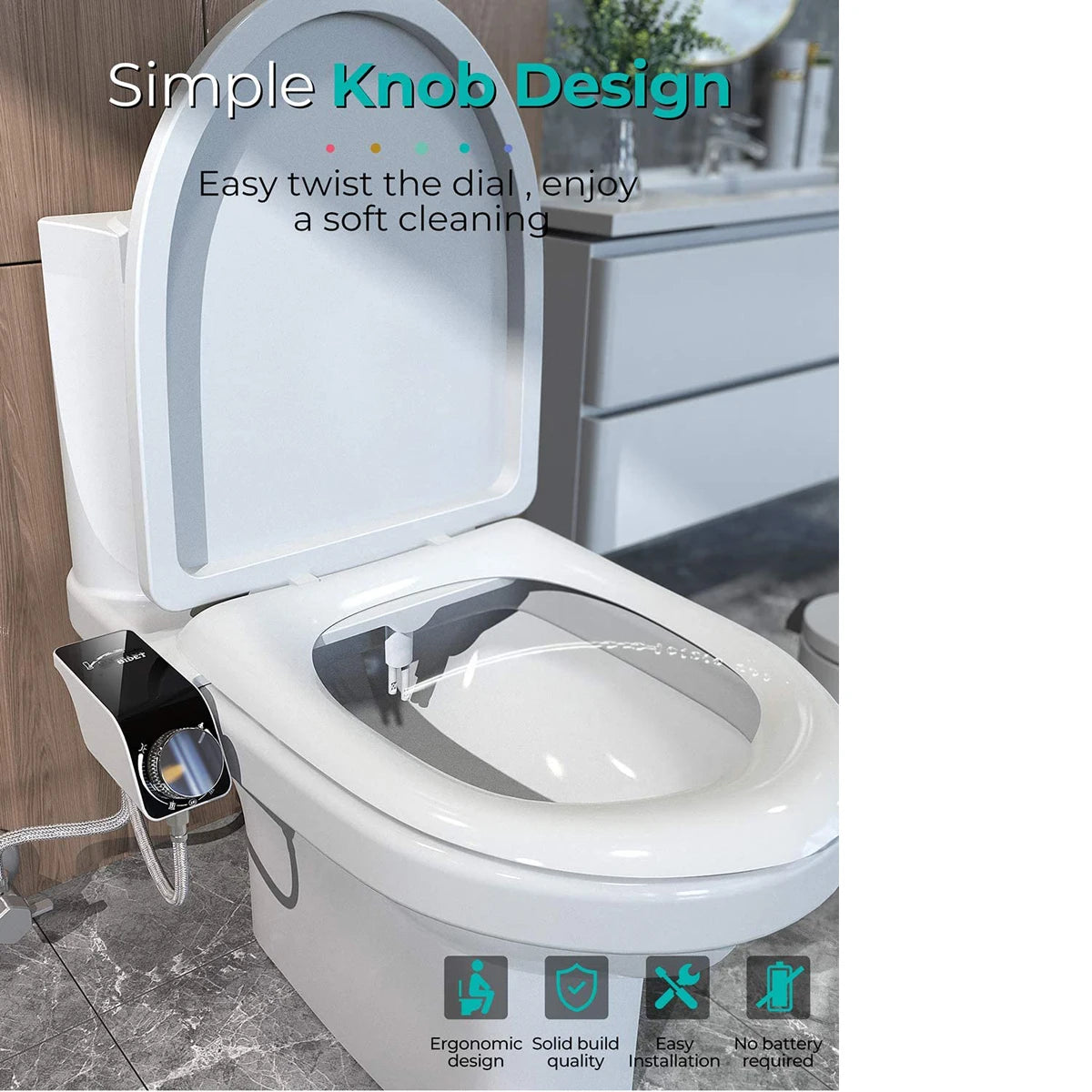 AquaLux Comfort Bidet – Non-Electric Dual Nozzle Attachment with Hot & Cold Water