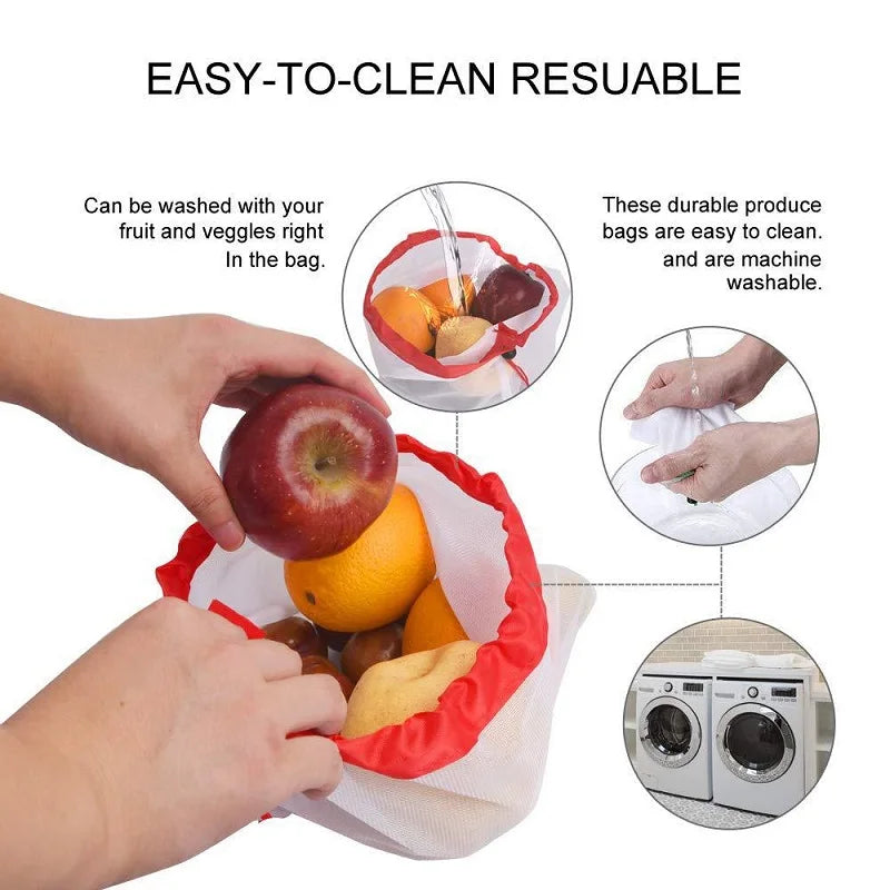 GreenMesh Reusable Produce Bags — Washable Eco-Friendly Mesh Bags for Grocery Shopping