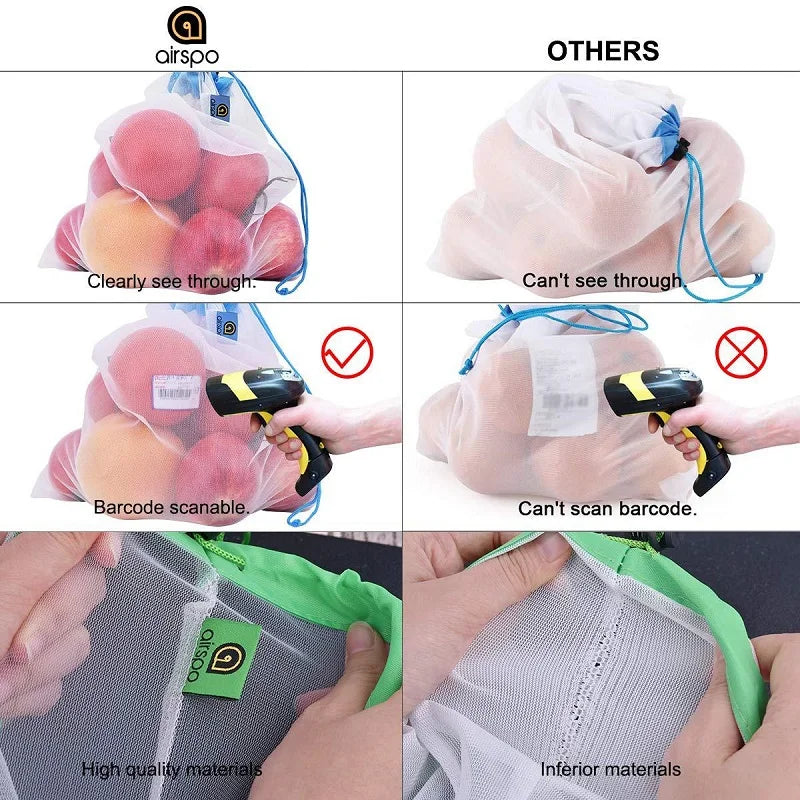 GreenMesh Reusable Produce Bags — Washable Eco-Friendly Mesh Bags for Grocery Shopping