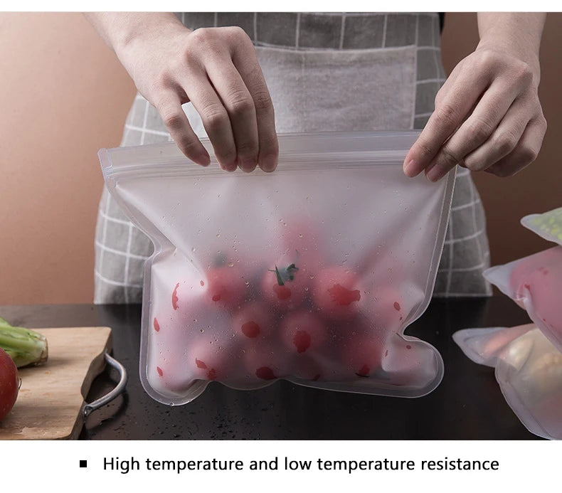 FlexiSeal Silicone Food Storage Bags — Reusable Stand-Up Zip Shut Containers
