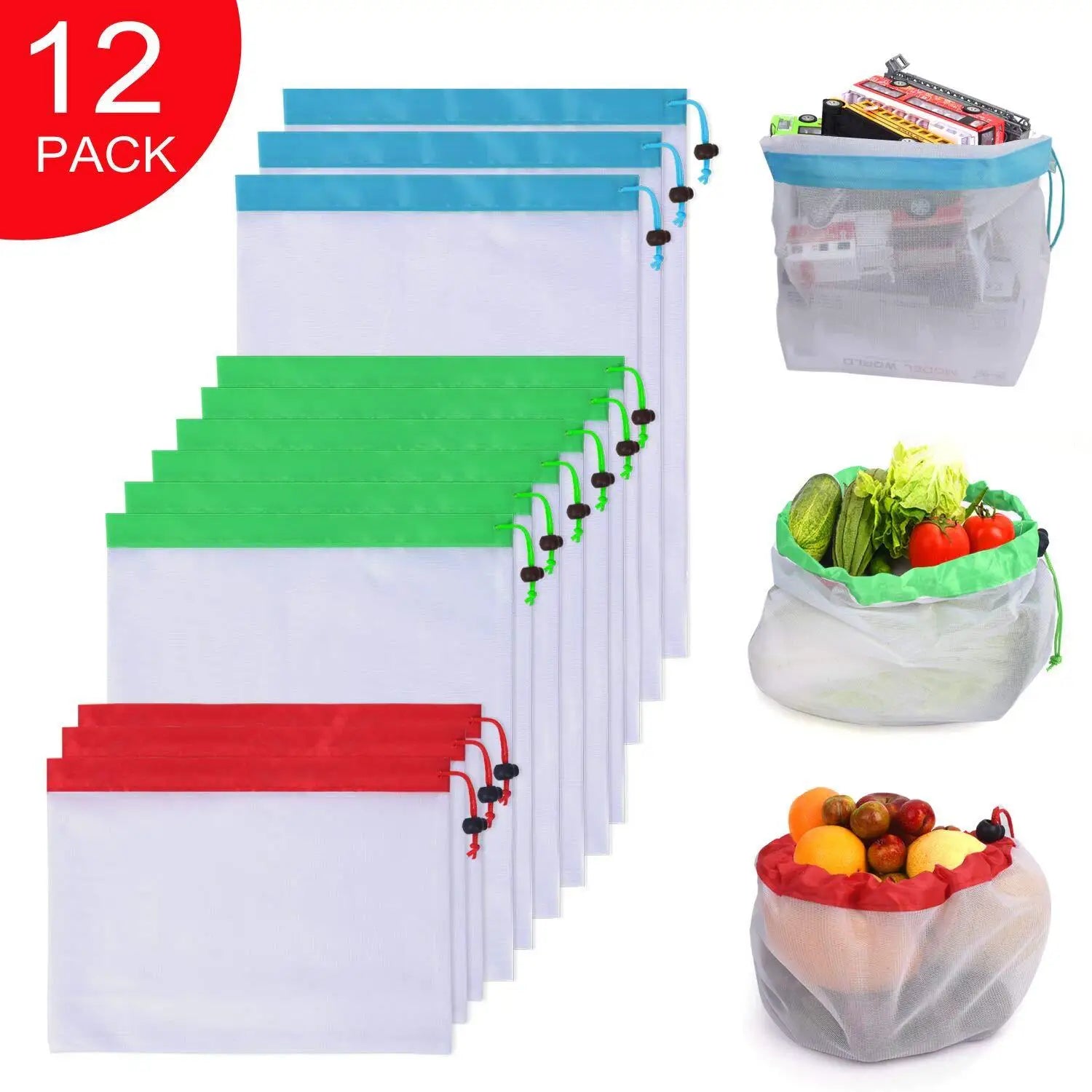 GreenMesh Reusable Produce Bags — Washable Eco-Friendly Mesh Bags for Grocery Shopping