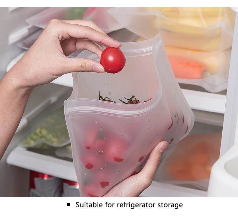 FlexiSeal Silicone Food Storage Bags — Reusable Stand-Up Zip Shut Containers