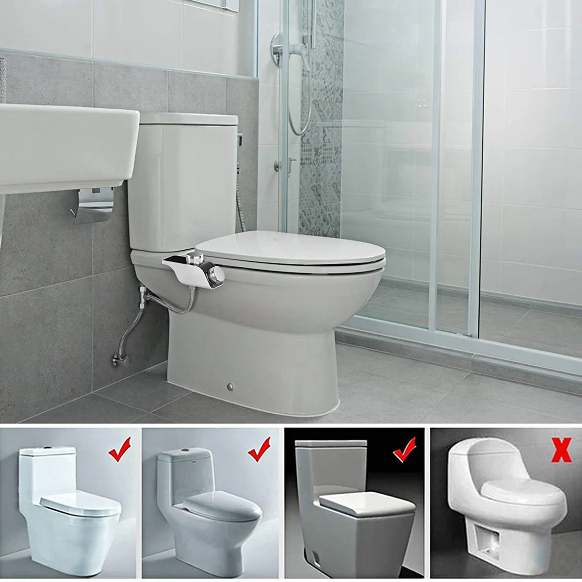 AquaLux Comfort Bidet – Non-Electric Dual Nozzle Attachment with Hot & Cold Water