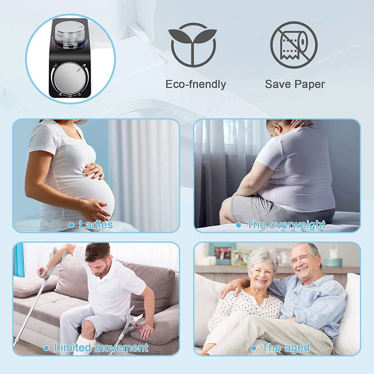 AquaLux Comfort Bidet – Non-Electric Dual Nozzle Attachment with Hot & Cold Water