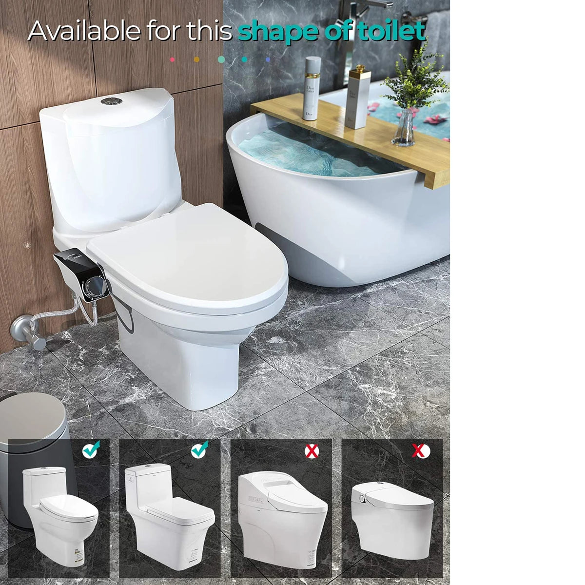 AquaLux Comfort Bidet – Non-Electric Dual Nozzle Attachment with Hot & Cold Water