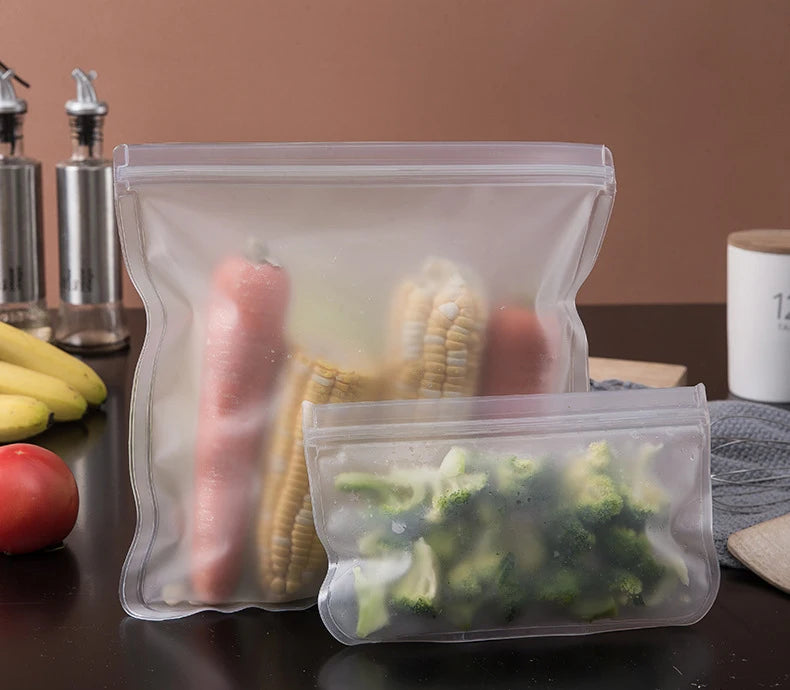 FlexiSeal Silicone Food Storage Bags — Reusable Stand-Up Zip Shut Containers