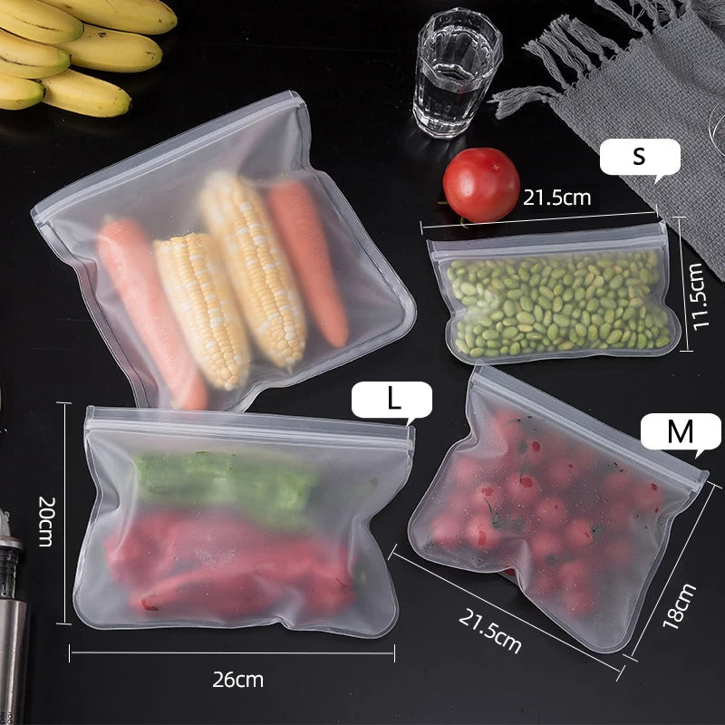 FlexiSeal Silicone Food Storage Bags — Reusable Stand-Up Zip Shut Containers