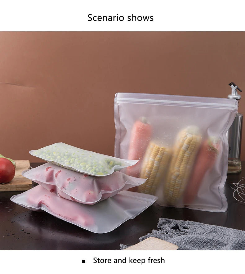 FlexiSeal Silicone Food Storage Bags — Reusable Stand-Up Zip Shut Containers