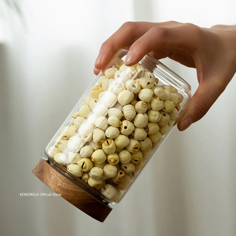 NatureSeal Glass Canister Set — Airtight Food Storage Jars with Wooden Lids
