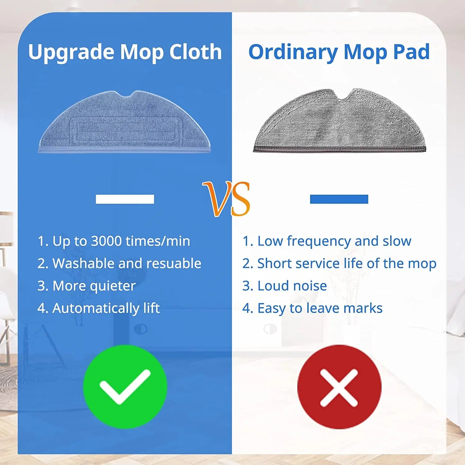 RoboClean Washable Mop Cloth Pads — Reusable Microfiber Replacement for Xiaomi Roborock S7/S7MaxV Ultra