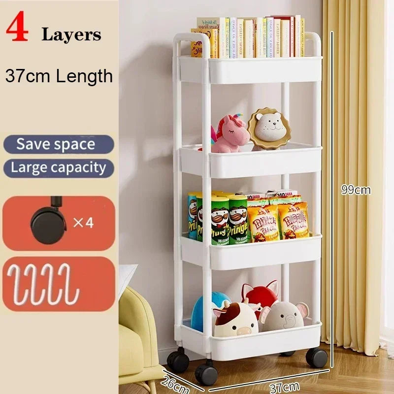 FlexiStore Mobile Storage Rack — 3/4 Tier Trolley Organizer with Wheels for Kitchen & Home
