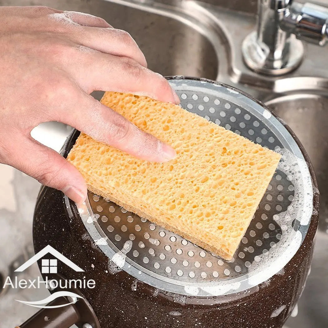 EcoScrub Wood Pulp Scouring Pads — Biodegradable & Compostable Kitchen Sponges (10-Pack)
