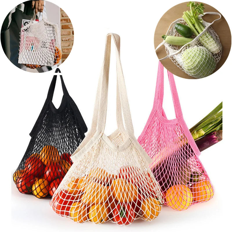 EcoCarry Reusable Cotton Mesh Tote Bags — Organic Washable Grocery Bags for Fruits & Vegetables