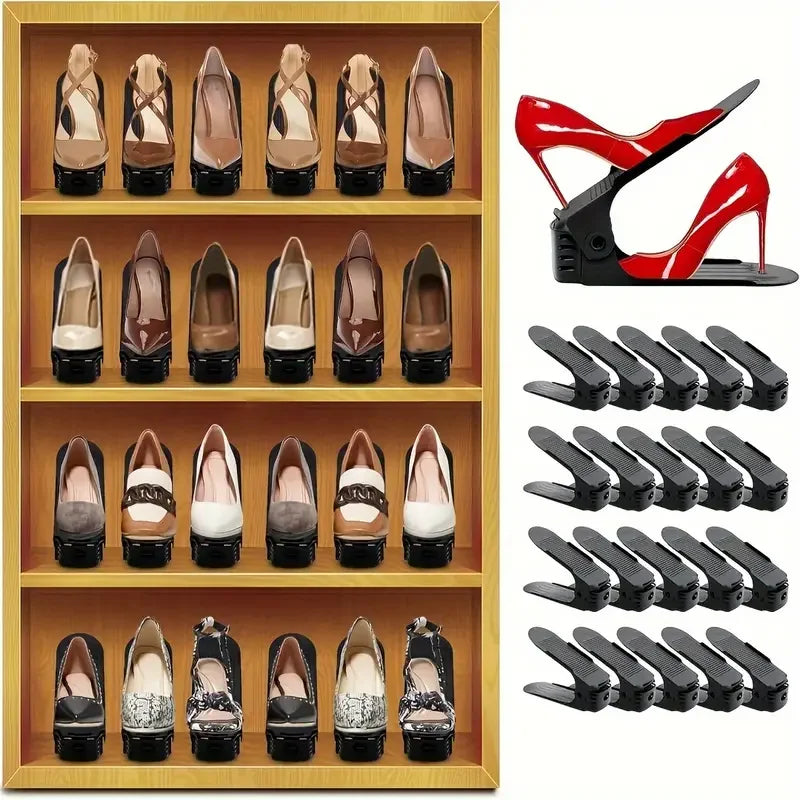 Adjustable 6-Piece Double-Layer Shoe Organizer