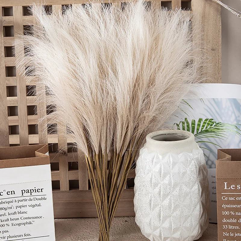 BohoBliss Faux Reed Bouquet – 10PCS Artificial Reed Flowers