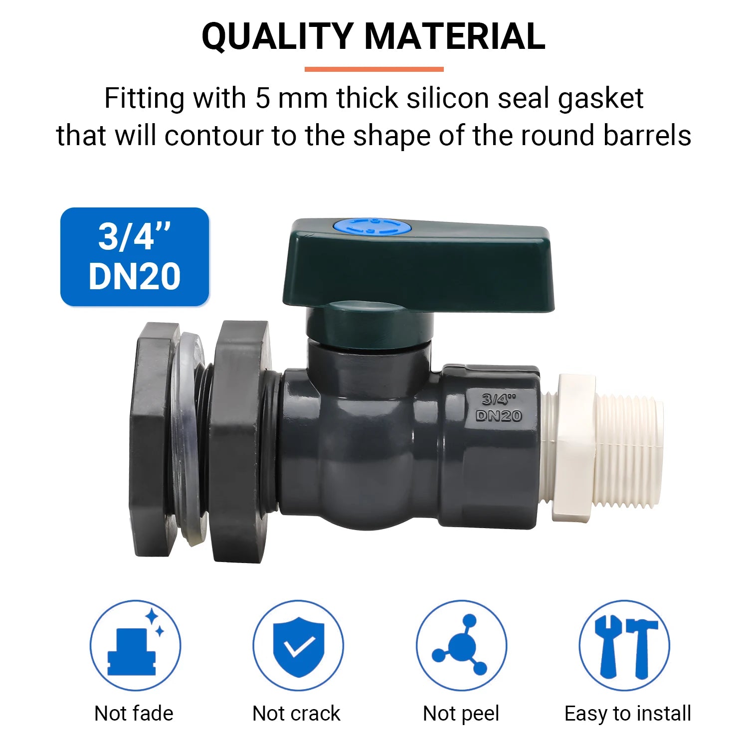 RainGuard PVC Diverter Kit – 3/4 Inch Spigot & Bulkhead Adapter