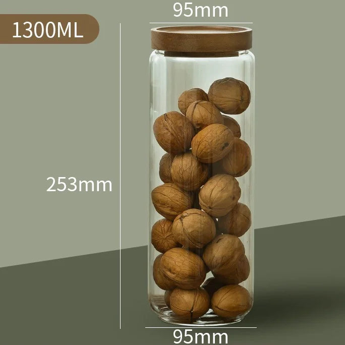 NatureSeal Glass Canister Set — Airtight Food Storage Jars with Wooden Lids