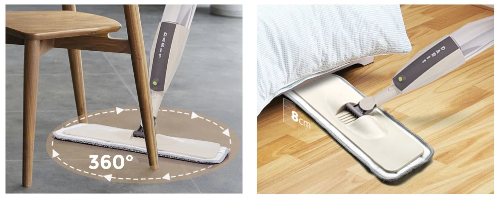 MagicMop Spray Mop Set — Flat Rotating Mop with Reusable Microfiber Pads