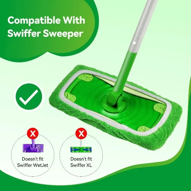 GreenClean Reusable Microfiber Mop Pads — Wet & Dry Sweeper Cloths for Flooring & Furniture