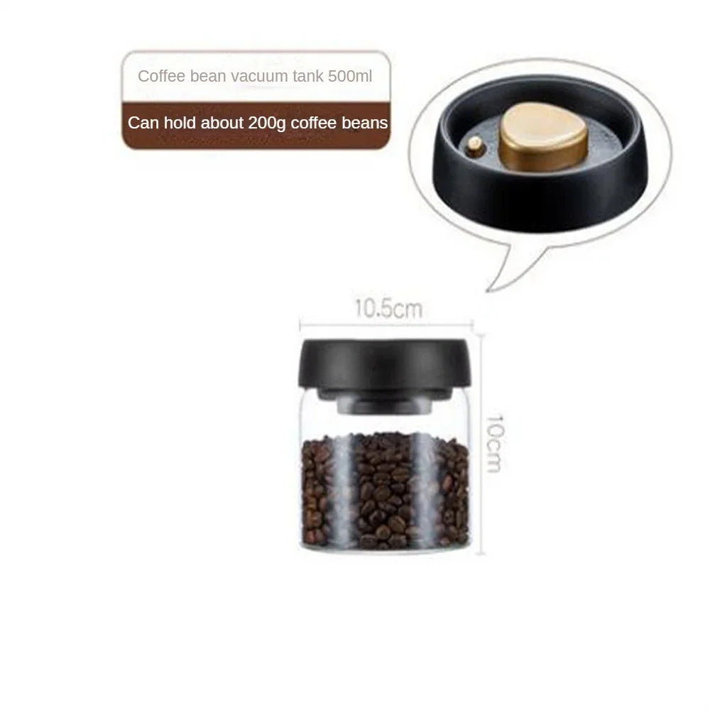FreshVault Vacuum Sealed Coffee Canister — Airtight Glass Storage Jar for Coffee Beans & Dry Foods