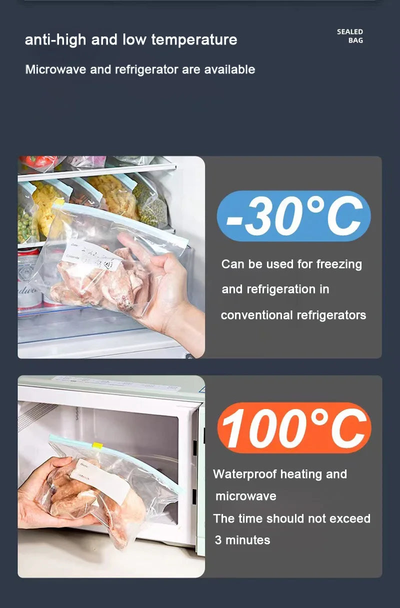 FreshSeal Reusable Food Storage Bags — BPA-Free, Leak-Proof Ziplock Freezer Bags