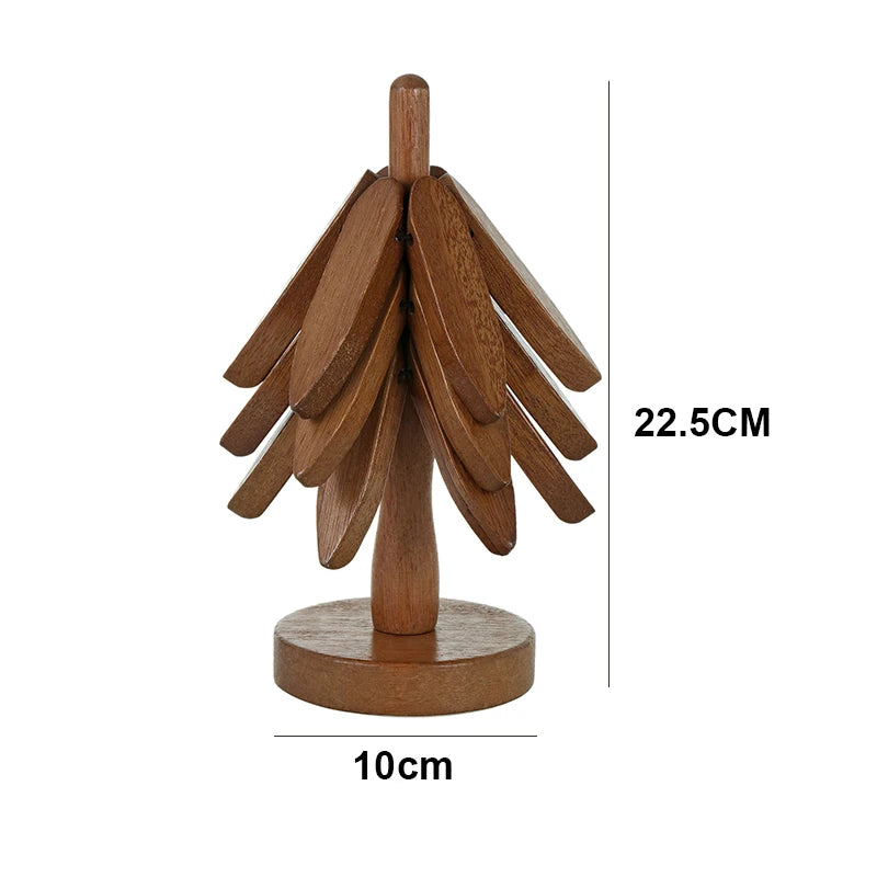 Tree Design Wooden Trivet Set