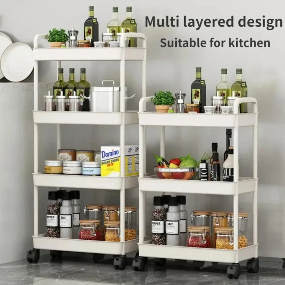 FlexiStore Mobile Storage Rack — 3/4 Tier Trolley Organizer with Wheels for Kitchen & Home