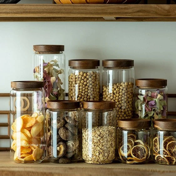 NatureSeal Glass Canister Set — Airtight Food Storage Jars with Wooden Lids
