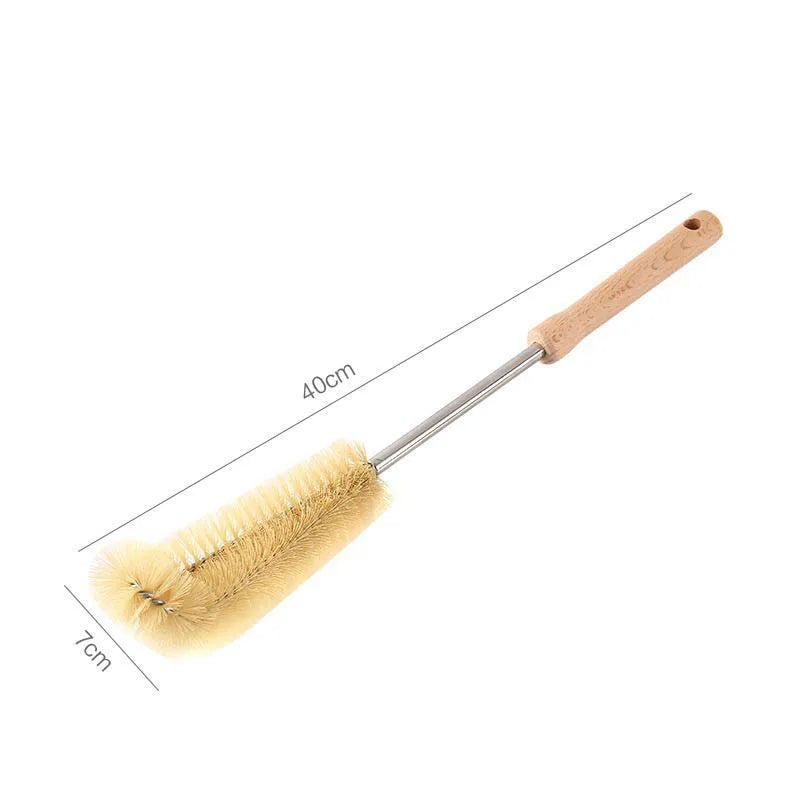 PureBrush Natural Bottle Cleaner — Long Wooden Handle & Natural Bristles for Bottles, Cups & Jugs