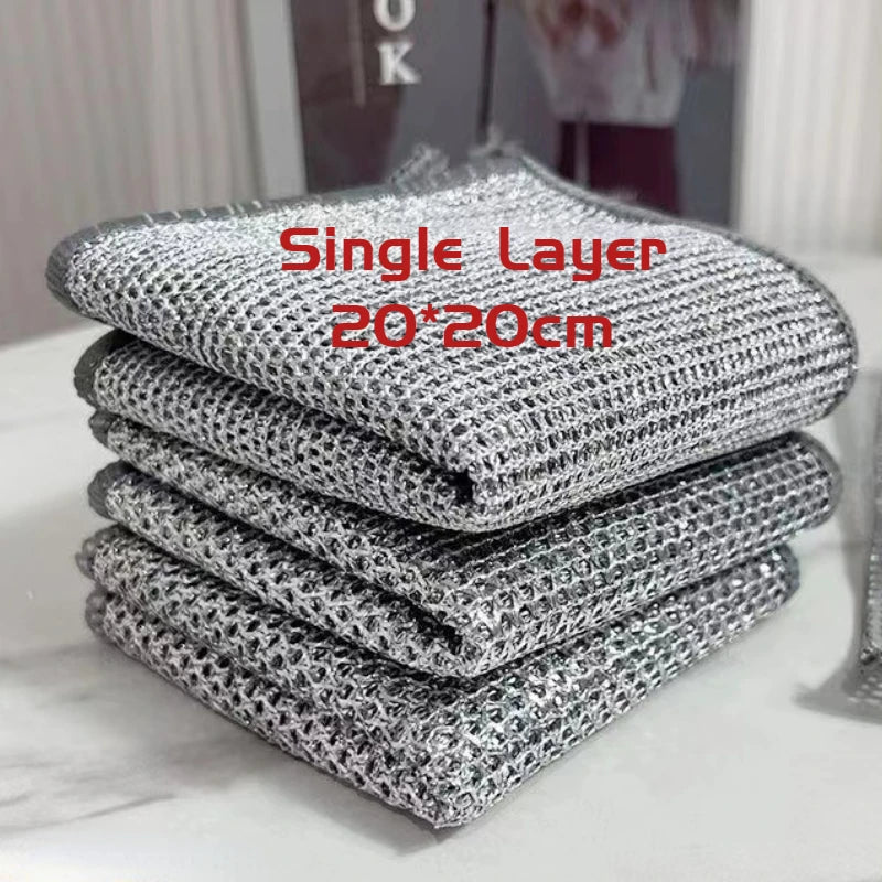 SteelShine Magic Wire Cleaning Cloths — Double-Sided Thickened Metal Scrubber for Dishes & Pots