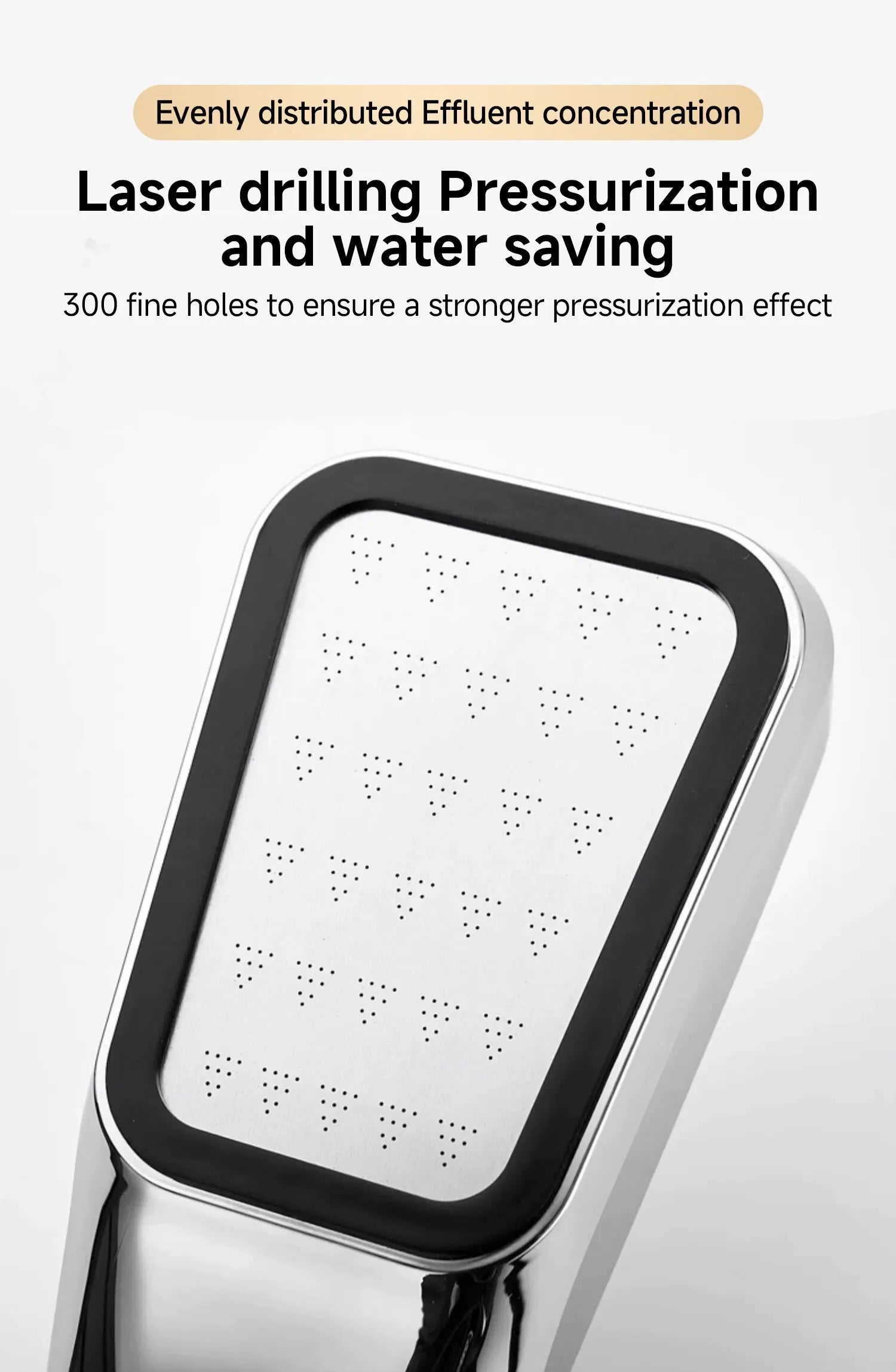 RainSpa 300-Jet Pressurized Showerhead — Water-Saving Rainfall Experience