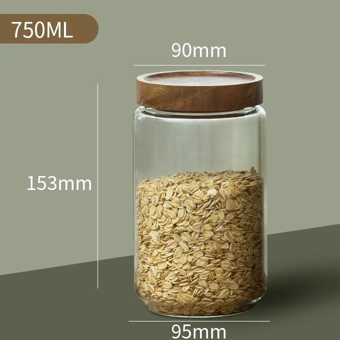 NatureSeal Glass Canister Set — Airtight Food Storage Jars with Wooden Lids