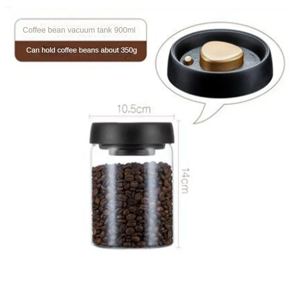 FreshVault Vacuum Sealed Coffee Canister — Airtight Glass Storage Jar for Coffee Beans & Dry Foods