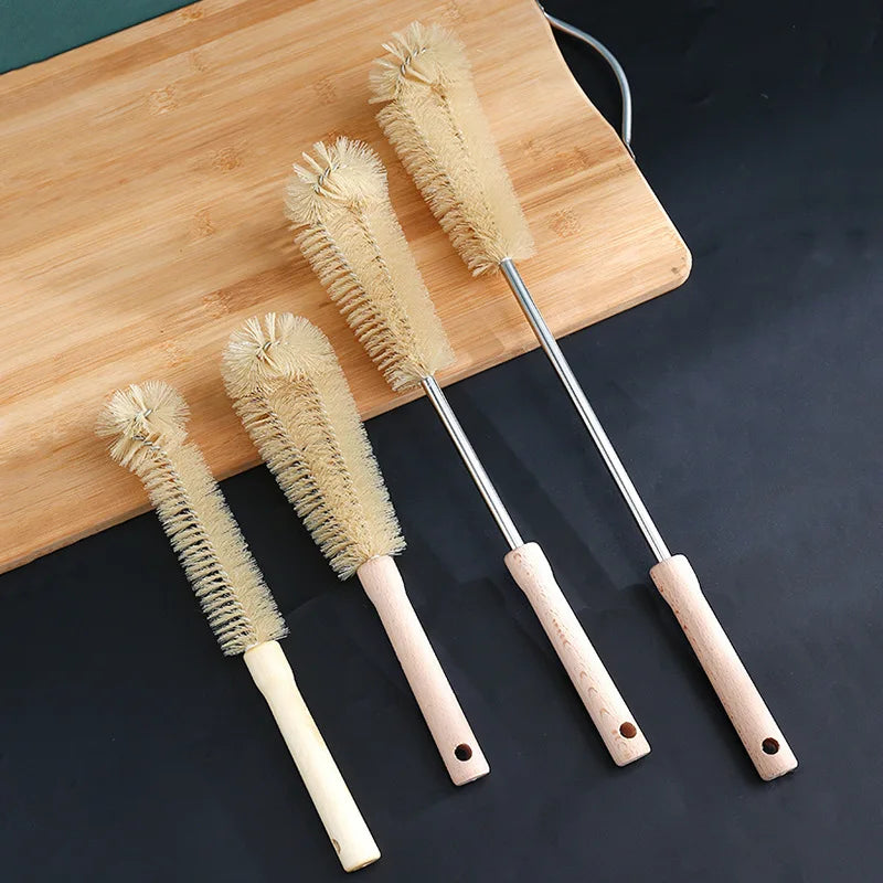 PureBrush Natural Bottle Cleaner — Long Wooden Handle & Natural Bristles for Bottles, Cups & Jugs