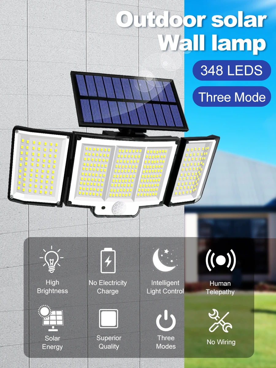 LumaGuard Solar Wall Light — 328/348 LED Super Bright Motion Sensor