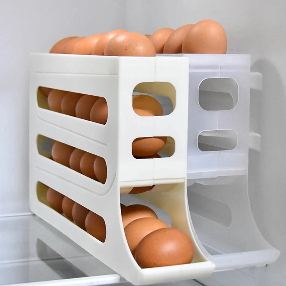 4-Tier Rolling Egg Storage Organizer