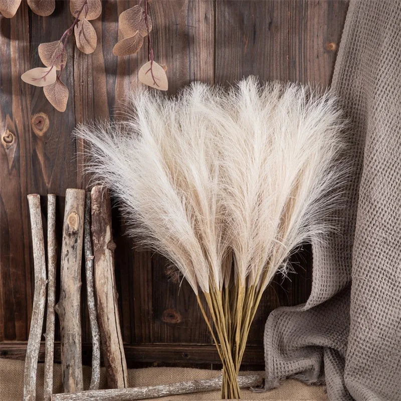 BohoBliss Faux Reed Bouquet – 10PCS Artificial Reed Flowers