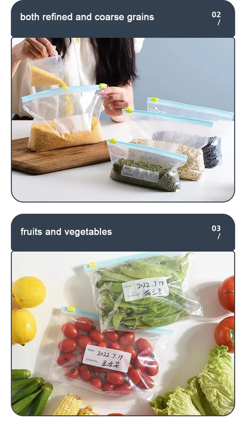 FreshSeal Reusable Food Storage Bags — BPA-Free, Leak-Proof Ziplock Freezer Bags