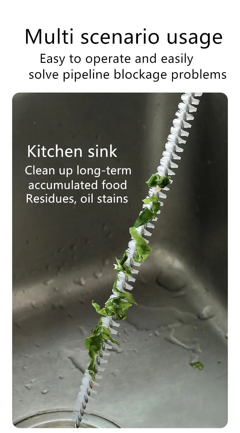 FlexiClear Pipe Dredging Brush — Flexible Drain Cleaner for Hair & Clogs