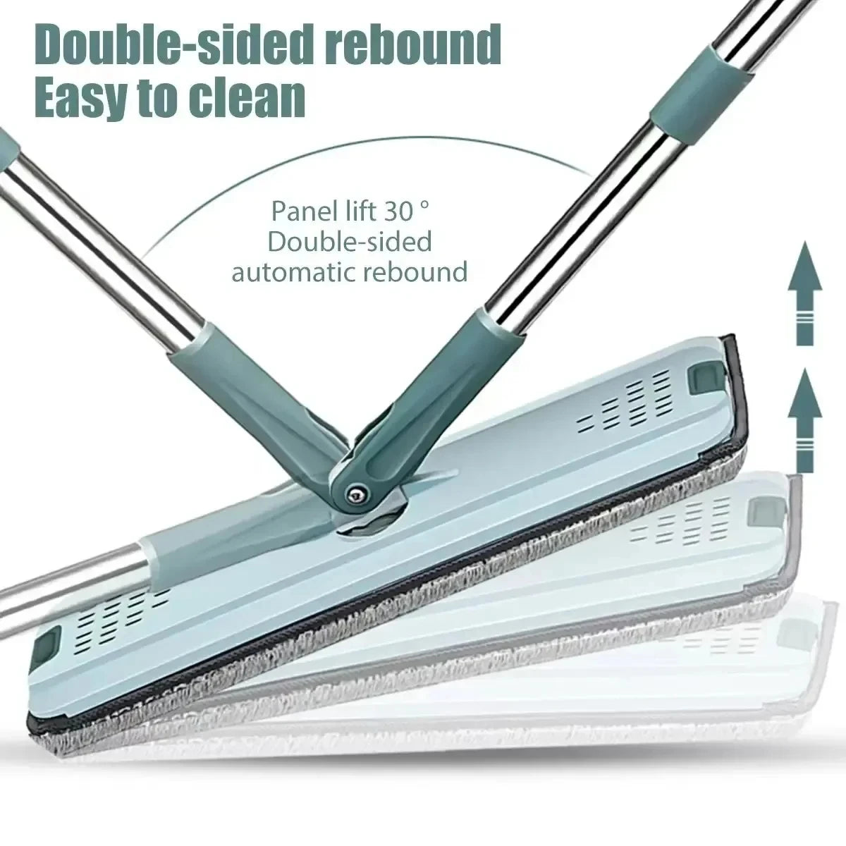EasySqueeze Flat Mop & Bucket Set — Hands-Free Wringing with Microfiber Pads