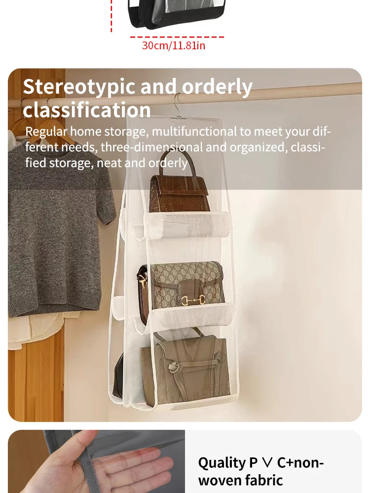 Elegance Keeper: Foldable 6-Pocket Handbag Organizer