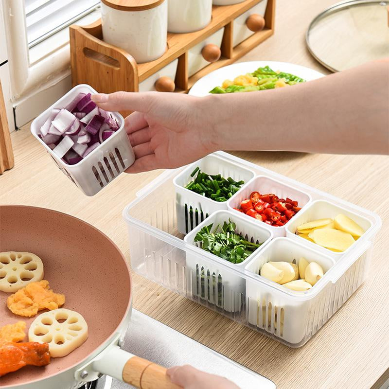 FreshGuard Refrigerator Storage Box — Drain Basket for Fruits, Vegetables, and Spices