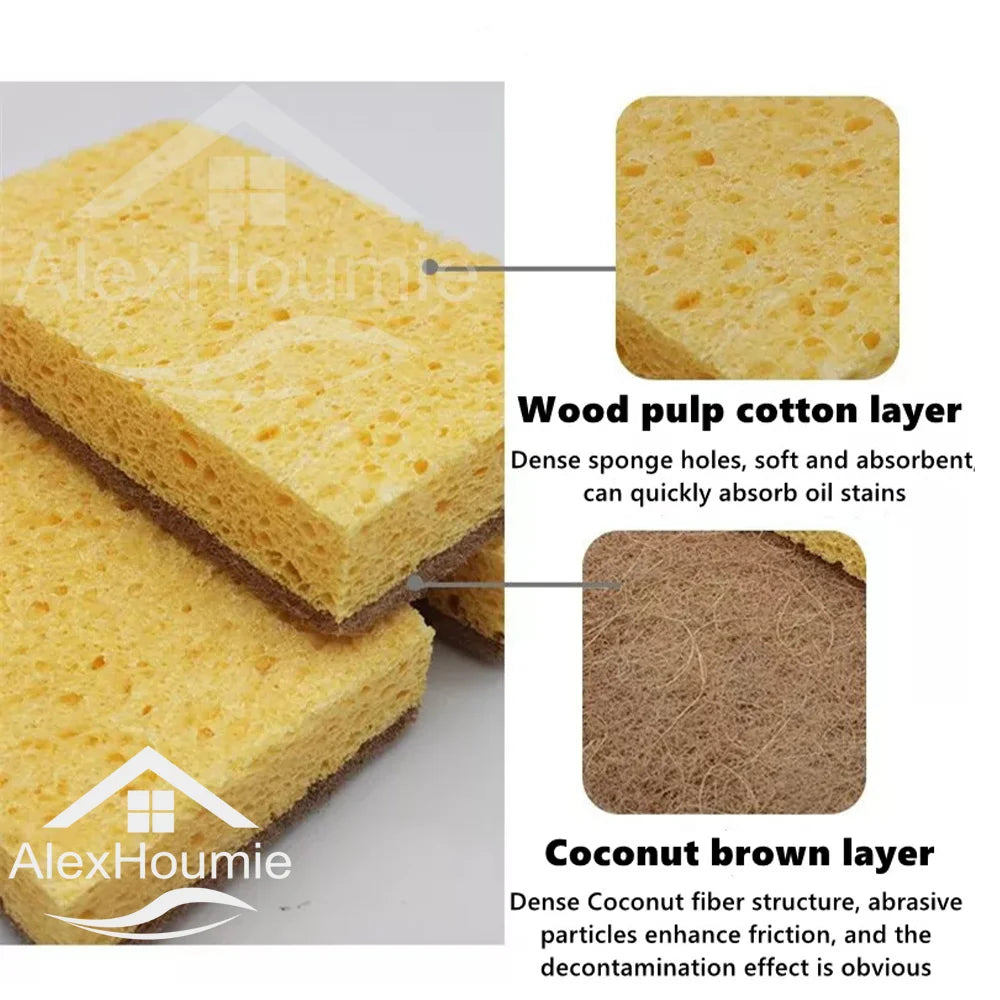 EcoScrub Wood Pulp Scouring Pads — Biodegradable & Compostable Kitchen Sponges (10-Pack)