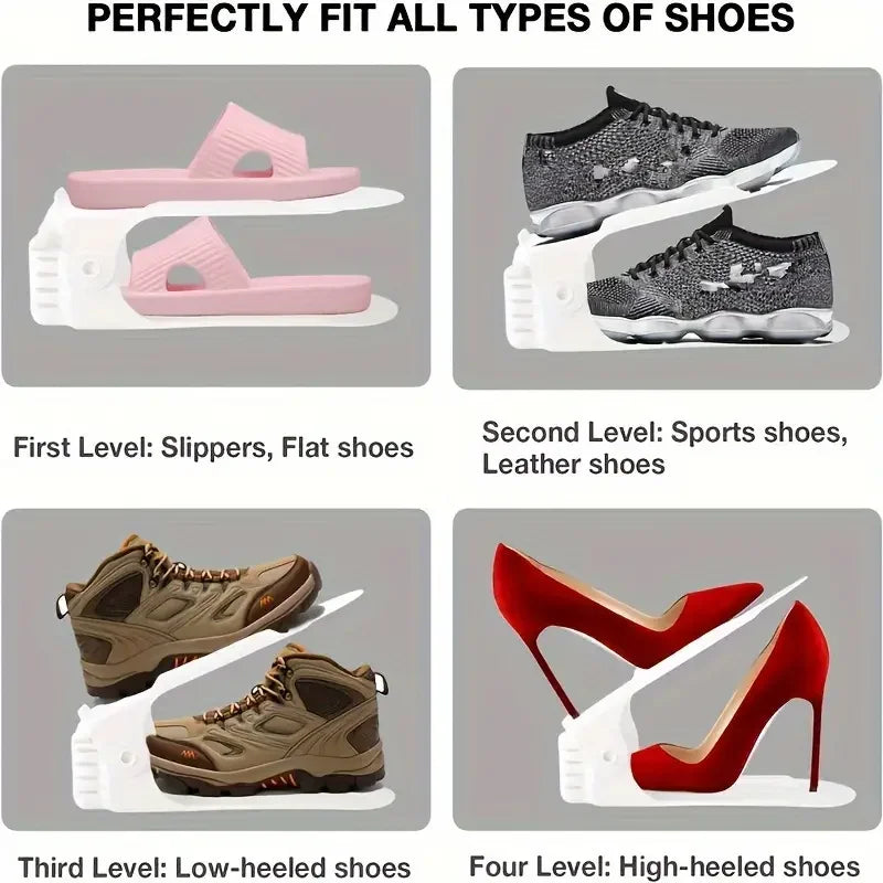 Adjustable 6-Piece Double-Layer Shoe Organizer